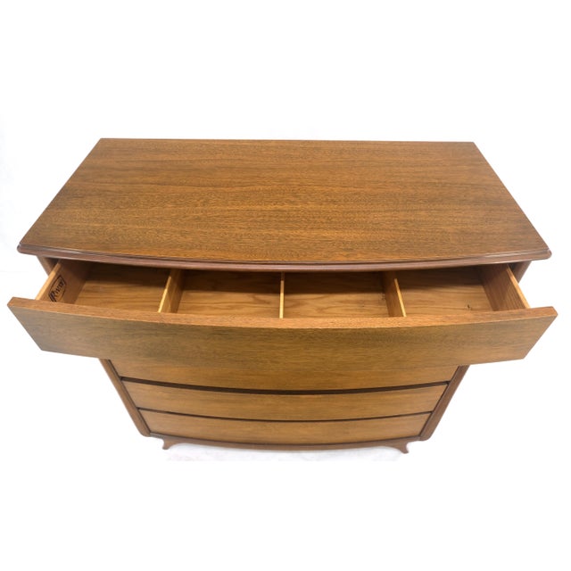 Brown Sculptured Legs American Light Walnut 5 Drawers Bow Front High Boy Dresser For Sale - Image 8 of 10