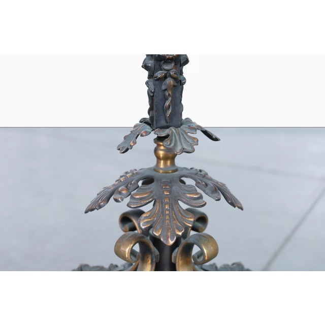 Antique 19th Century French Gothic Revival Bronze Candelabra Floor Lamp For Sale - Image 9 of 12