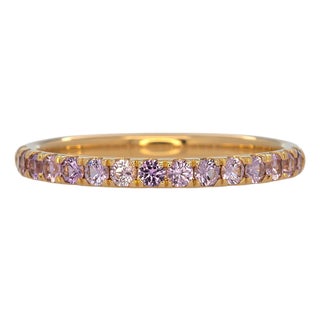 Purple Sapphire Band in Solid 14k Gold - Minimalist Stackable Ring Fine Jewelry, Size 6.75 For Sale