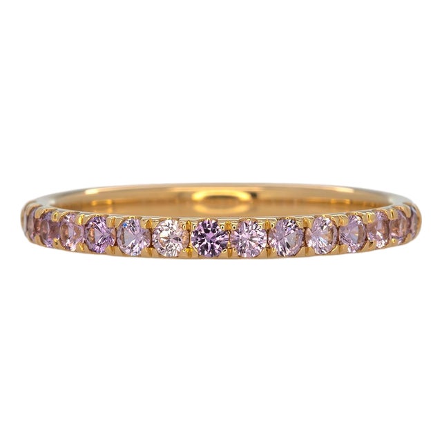 Purple Sapphire Band in Solid 14k Gold - Minimalist Stackable Ring Fine Jewelry, Size 6.75 For Sale