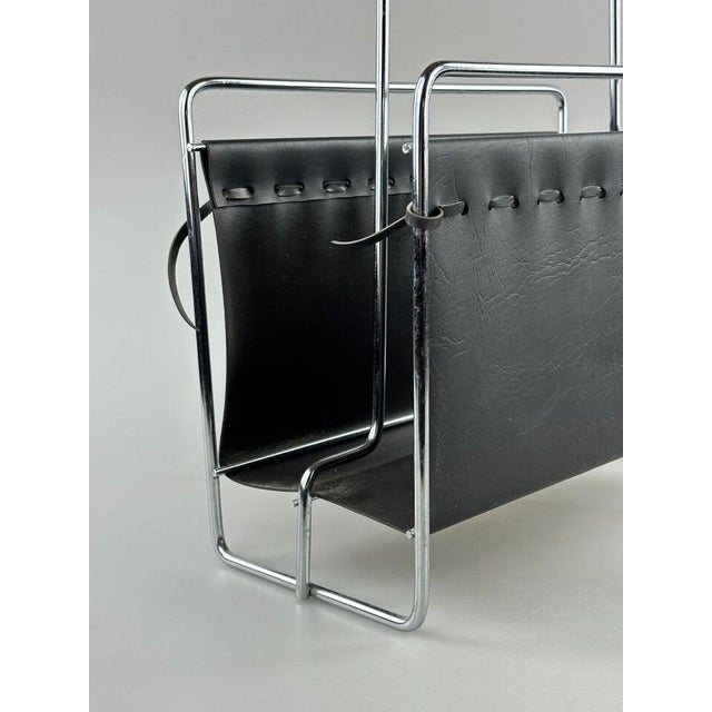 Mid-Century Newspaper Stand in Metal and Teak, 1970s For Sale - Image 9 of 15