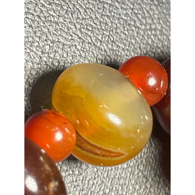 Red Gemstone Necklace ‘Bing Piao’ Rare Lychee Icey Variety Agate (Mixed With Hematite) From Liangshan. For Sale - Image 8 of 9