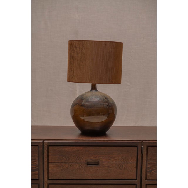 Large French Glazed Ceramic Table Lamp, 1970s For Sale - Image 10 of 11