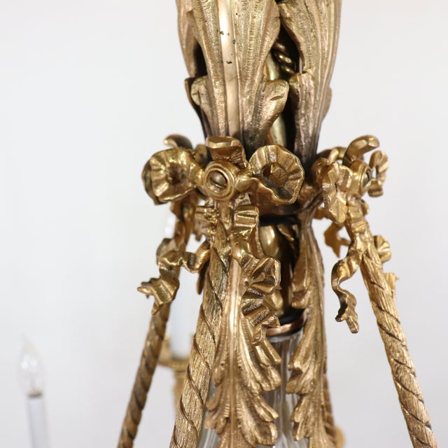 Early 20th Century Circa 1900 French Beaux Arts Fire Gilt Bronze and Hand Cut Crystal Chandelier For Sale - Image 5 of 16