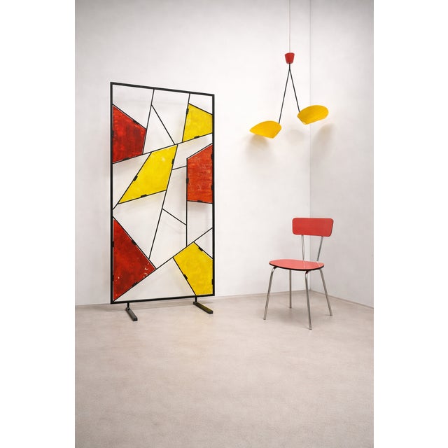 Mid-Century Modern Geometric Room Divider with Textured Colored Glass, 1970s For Sale - Image 6 of 16