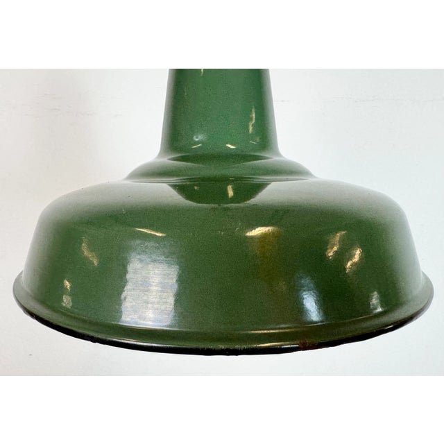 Industrial Green Enamel Factory Pendant Lamp, 1960s For Sale - Image 4 of 16