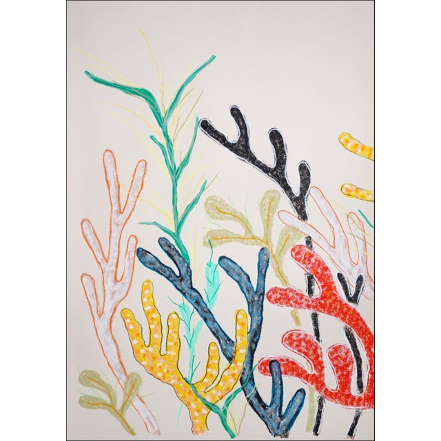 Illustration 2025, Primary Tones Coral Garden, Illustration Style Painting of Coral Reef, Gouache Crayon on Watercolor Paper by Romina Milano For Sale - Image 3 of 11
