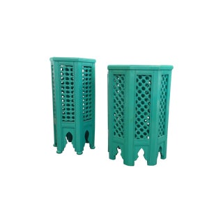 Hand-Carved Moroccan Accent Tables - A Pair For Sale