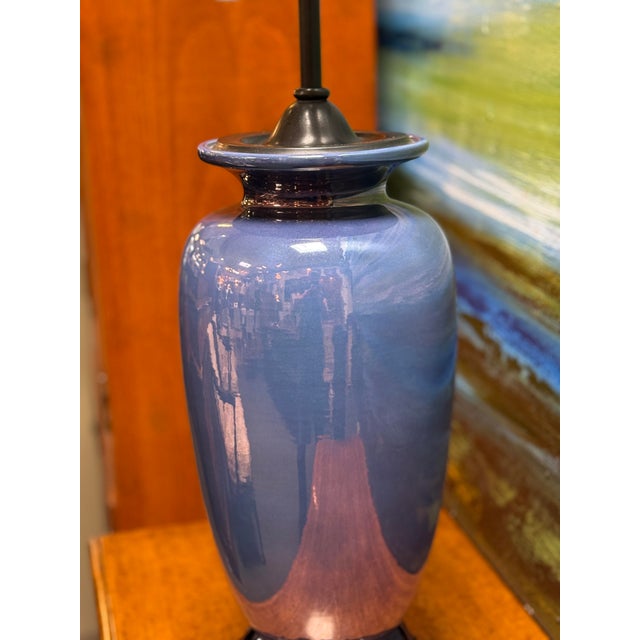 Asian Inspired Violet Iridescent Table Lamp For Sale In San Francisco - Image 6 of 12