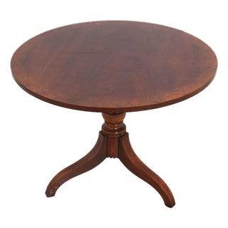 English Round Mahogany Georgian Banded Pedestal Table For Sale