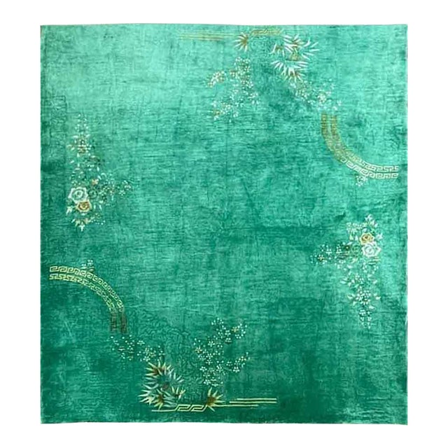 Antique Art Deco Chinese Oriental Carpet, 7'10" X 9'1" For Sale