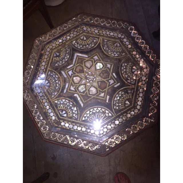 Vintage Octagon Mother of Pearl Inlay Table Estate of Freddy Fields. Moroccan made.