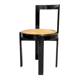 Mid Century Italian Modern Bentwood Cane Black Round Chair