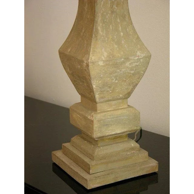 French 1920s French Shabby Chic Baluster Wooden Table Lamps - a Pair For Sale - Image 3 of 5