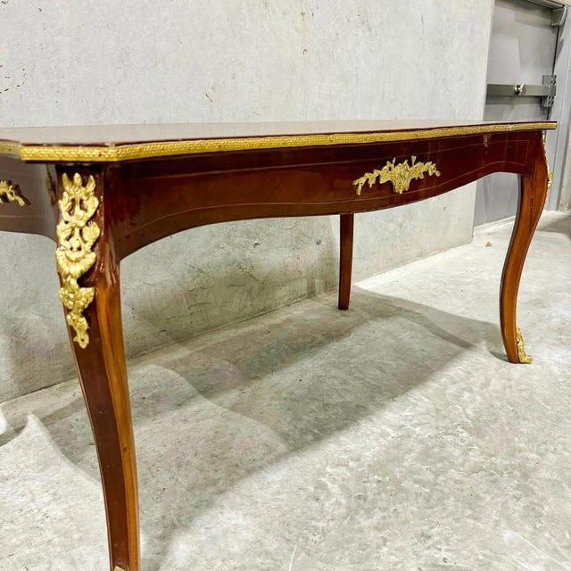 Rococo Style Coffee Table – Elegant Copper Gold Finish With Ornate French Details For Sale In Miami - Image 6 of 7