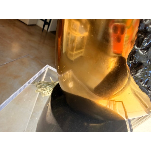 Contemporary John Richard Faux Black Crystal & Brass Table Lamp For Sale - Image 3 of 7