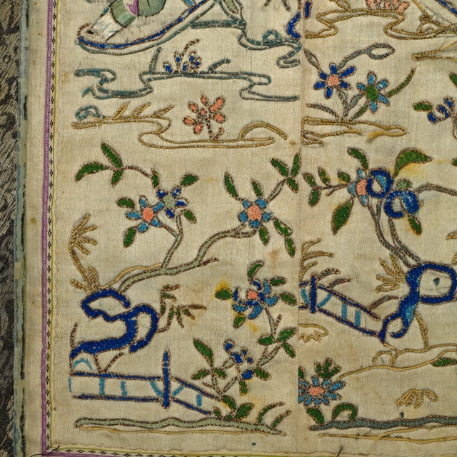 Textile Chinese Embroidered Silk Sleeve Panels Beauties in Garden Late Qing For Sale - Image 7 of 9