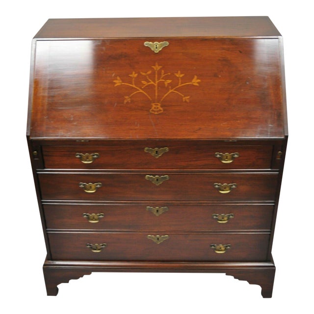 Antique Drop Front Secretary Desk >> Antique Chippendale Mahogany Floral Inlay Fall Drop Front Secretary Desk Antique Drop Front Secretary Desk >> Antique Chippendale Mahogany Floral Inlay Fall Drop Front Secretary Desk