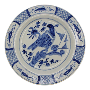 Early 20th Century Dutch Delft Blue and White Bird Charger
