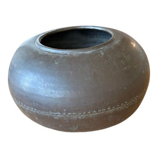Large Antique Copper Orb Jardiniere For Sale