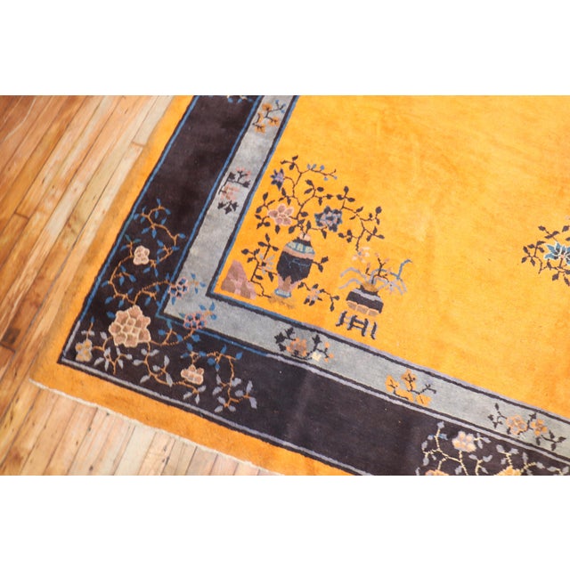 20th Century Zabihi Collection Pumpkin Color Chinese Room Size Rug - 9' x 11'6" For Sale - Image 4 of 10