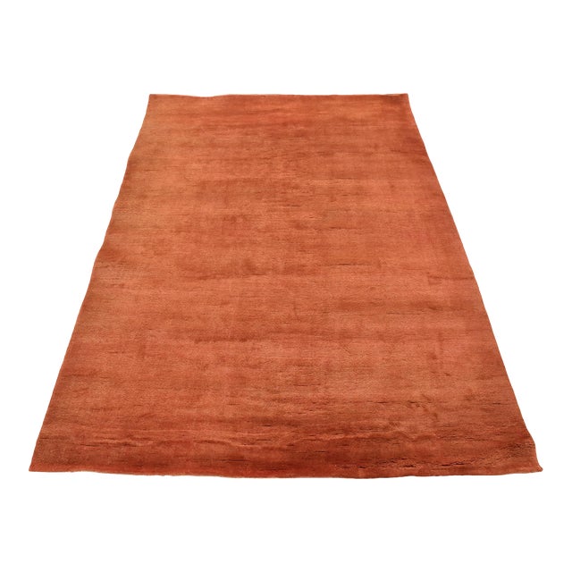 Gabbeh Rug 6’2” X 8′ Rust Wool Contemporary Hand-Knotted Carpet For Sale