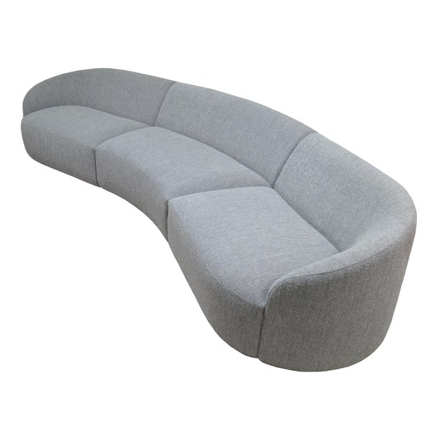 Curved Sectional Sofa in Grey Boucle by Kabinet For Sale - Image 4 of 9