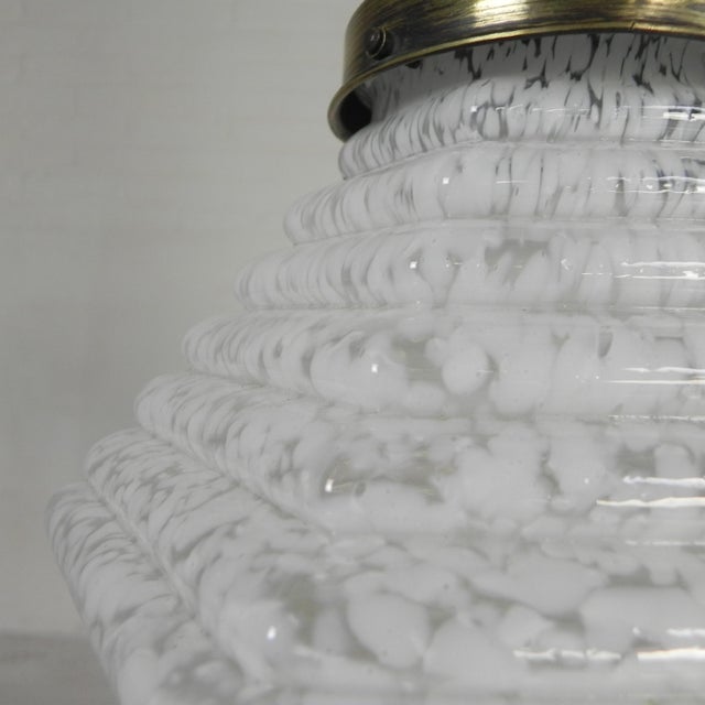 Art Deco Pendant Lamp with Hexagonal Stepped Glass Shade, 1930s For Sale - Image 12 of 18