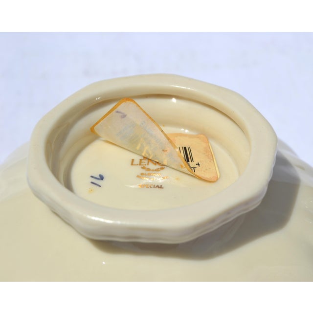 1980s Lenox Symphony Bowl Special Edition Scalloped Footed Fine Bone Ceramic For Sale - Image 11 of 15