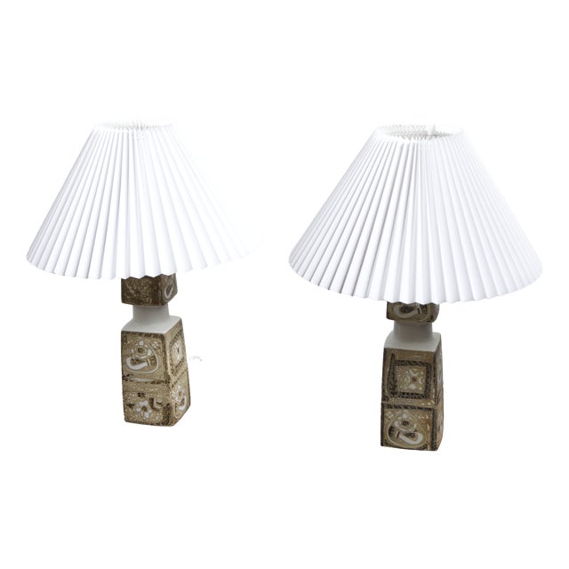 Danish Porcelain Baca Table Lamps by Nils Thorsson for Royal Copenhagen, 1960s, Set of 2 For Sale