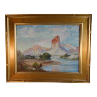 1933 "View of Castle Butte, Wymoing" Dan Sterling Oil Painting on Board, Framed For Sale