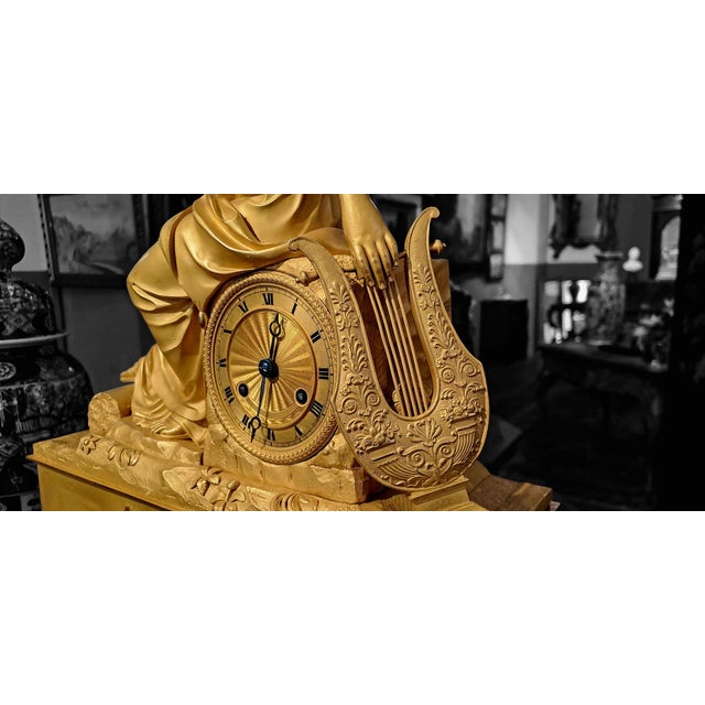 19th Century Golden Bronze Pendulum, France For Sale - Image 3 of 11