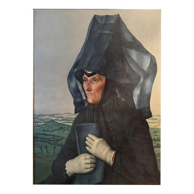 Mons Karl, Woman from the Schwalm Region, 1940s, Oil Painting on Plywood For Sale