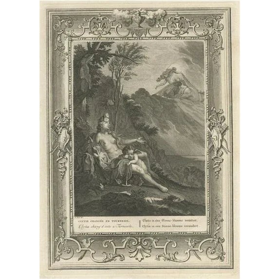 Early 18th Century Picart, Illustration of Water Nymph Clytia, Daughter of Oceanus, Turning Into a Sunflower, 1733, 1733, Print For Sale - Image 5 of 5