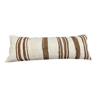 Turkish Hemp Pillow Cushion Natural Beige Brown Cushion Cover 14"x40" For Sale