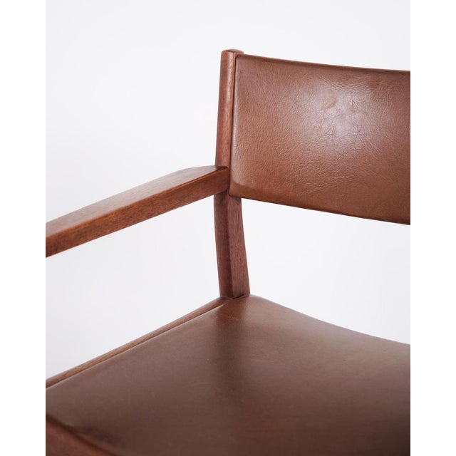 Vintage Danish Armchair in Teak and Brown Leather, 1960s For Sale - Image 3 of 11