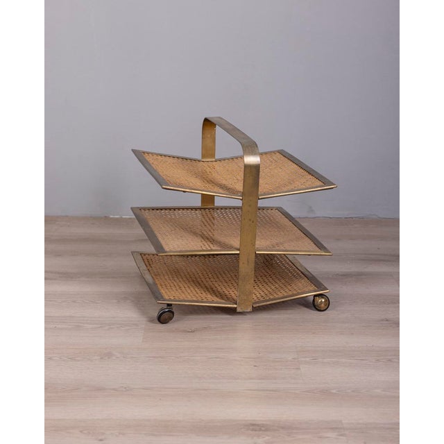 Vintage Italian Magazine Rack in Brass and Vienna Straw, 1960s For Sale - Image 9 of 9