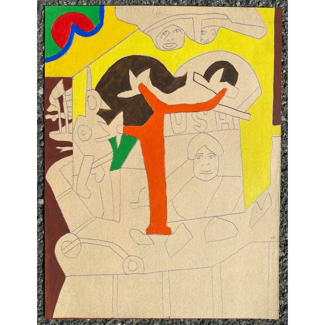 Acrylic on paper painting from the estate of Atlanta self taught artist Laurence Stuart Connatser (1938-1996). Connatser...