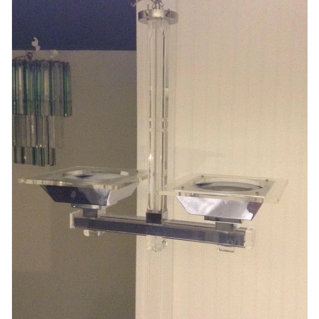 Vintage, mid-century modern fabulous lucite and chrome light flush mount ceiling fixture. In good condition. Thanks for...