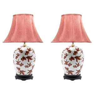 Red Fish Lamps, Half of 20th Century, Set of 2