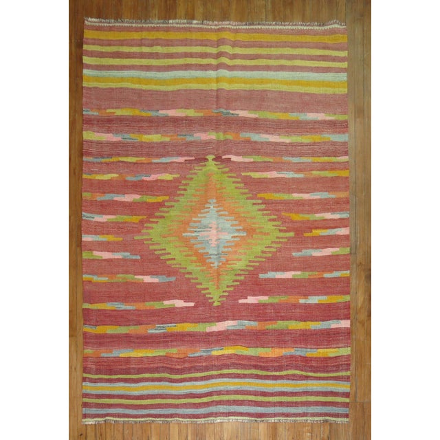 Early 21st Century Early 21st Century Turkish Kilim Area Size Flat Weave Rug - 5'7" x 7'10" For Sale - Image 5 of 5