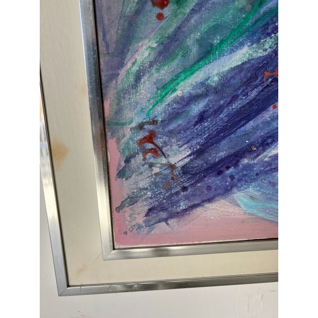 80's Mid Century Abstract Expressionist Oil Painting on Canvas, Signed For Sale - Image 11 of 13