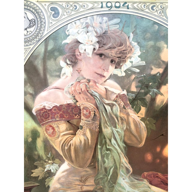 Vintage French Alphonse Mucha Lu Advertising Poster Reproduction – Sarah Bernhardt For Sale - Image 9 of 17
