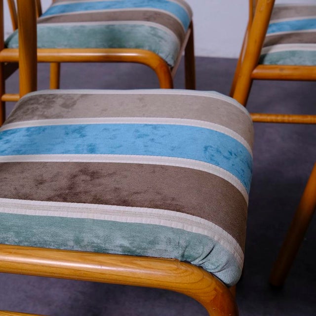 Vintage Wooden and Fabric Chairs, 1970s, Set of 4 For Sale - Image 11 of 17