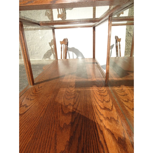 Large Vintage French Country Mercantile Store Display Case Floor Cabinet W Mirror Doors For Sale - Image 15 of 16