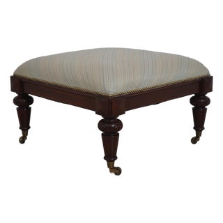 Ralph Lauren Mahogany Square Upholstered Ottoman Footstool For Sale