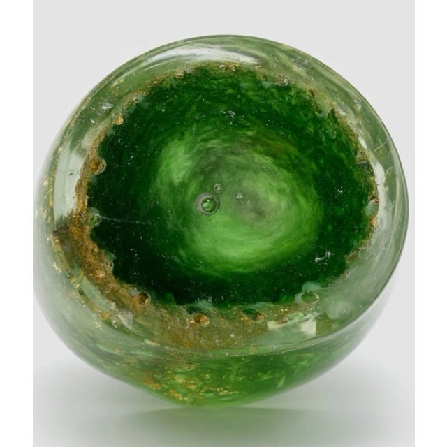 1960s Cenedese (Attributed) Gold Flake/Clear/Green Sculpted Owl 3.5 For Sale - Image 5 of 5
