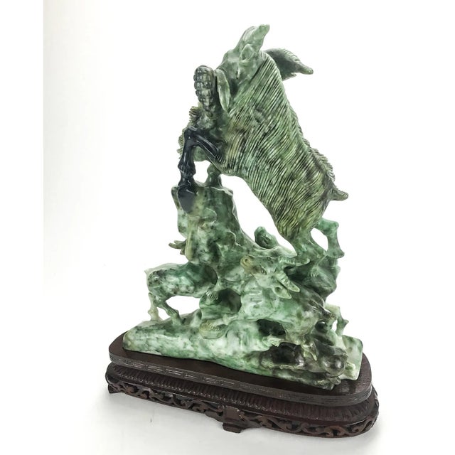 Vintage Chinese Stone Carving on Rosewood Stand For Sale - Image 4 of 11