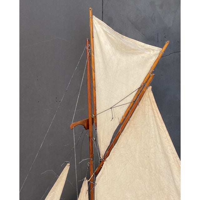 English Pond Sailing Yacht on Stand From the Edwardian Era (H 61 1/2 X W 56) For Sale - Image 9 of 12