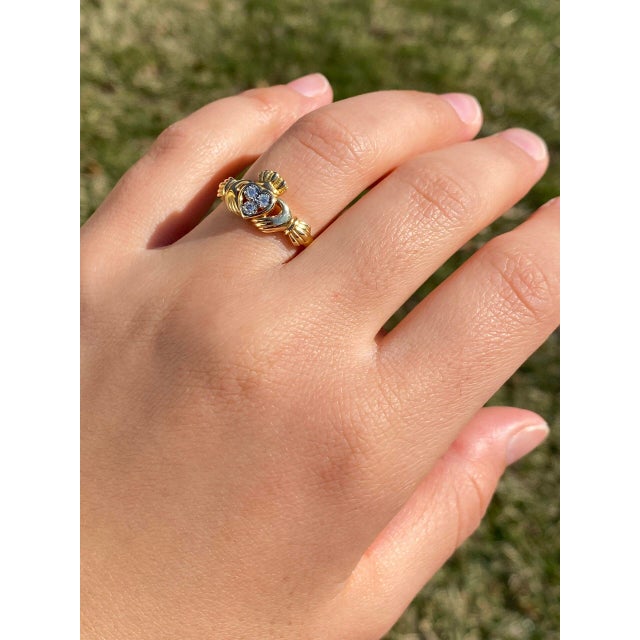 The Beckham: Irish Made Solvar Signed Claddagh Ring with Diamonds For Sale - Image 9 of 10